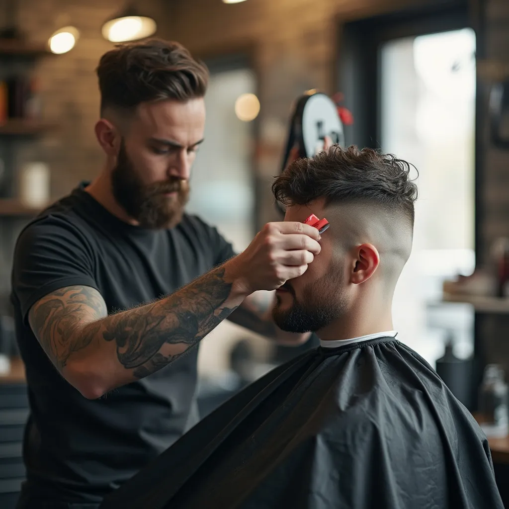 Barbeiro a realizar corte clássico a cliente