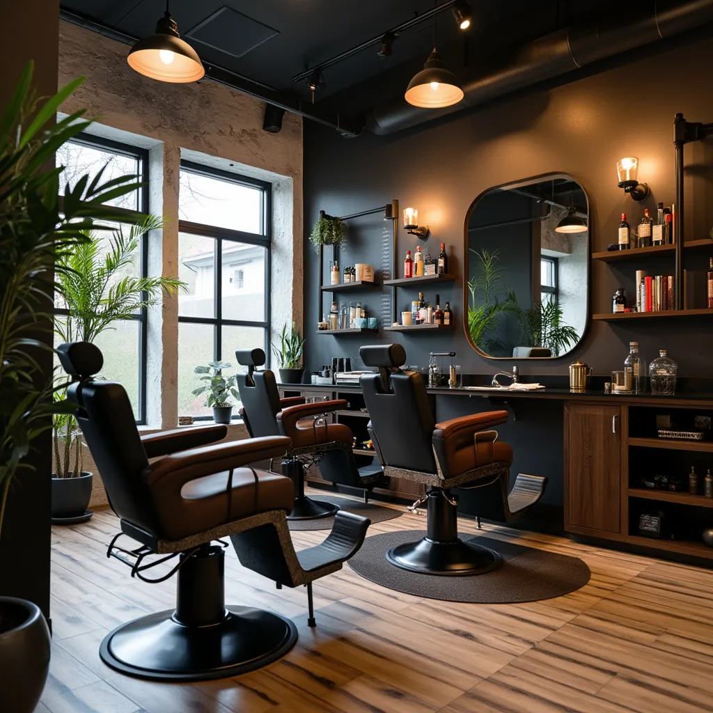 Projeto de reforma interior minimalista da barbearia